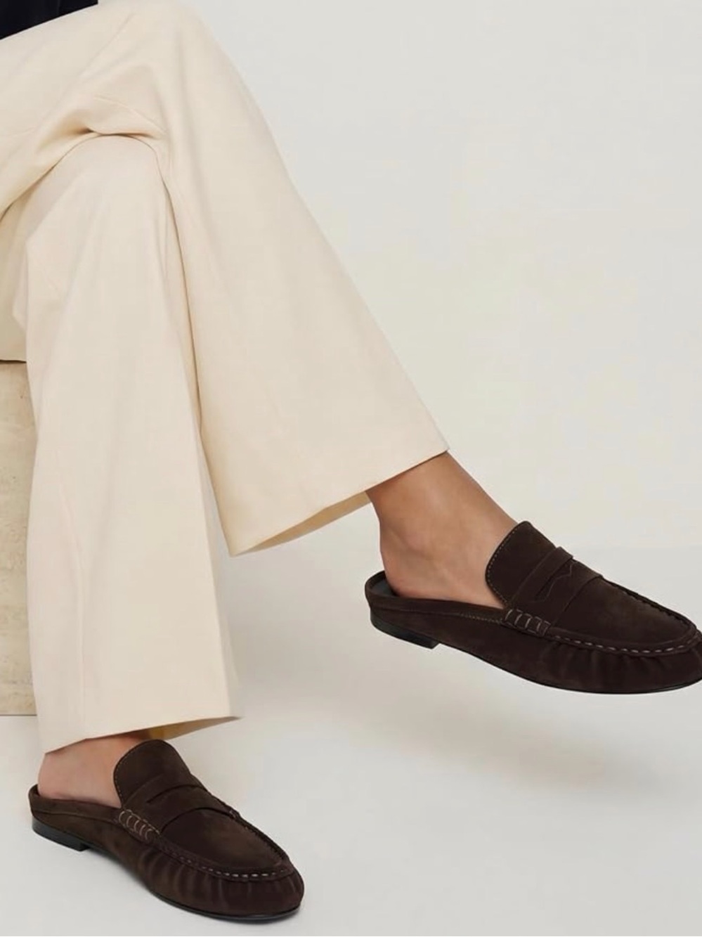Women’s Brown Suede Penny Loafer Mule Slides Size 8.5